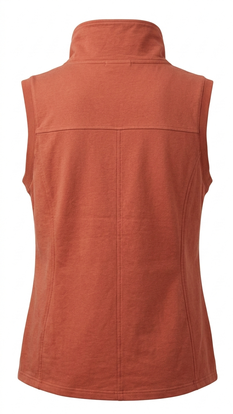 Women's Burnt Orange Full Zip Vest Sleeveless Sweatshirt Jacket New Clearance