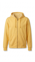 XXL Pastel Yellow Zip Up Hoodie Sweatshirt | 80% Cotton Blend | Clearance