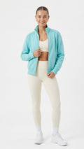 Women's Teal Blue Zip-Up Mock Neck Sweatshirt Jacket - Size Large - Cotton Blend