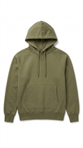 Olive Green Raglan Pullover Hoodie Sweatshirt | Men's Size XS | Clearance