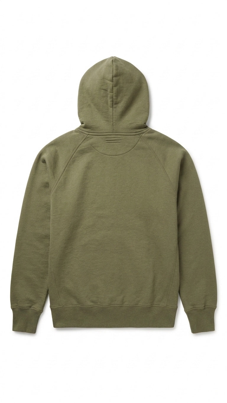 Olive Green Raglan Pullover Hoodie Sweatshirt | Men's Size XS | Clearance