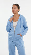 Sky Blue Zip Up Hooded Sweatshirt Size L Cotton Blend - Clearance Deal!