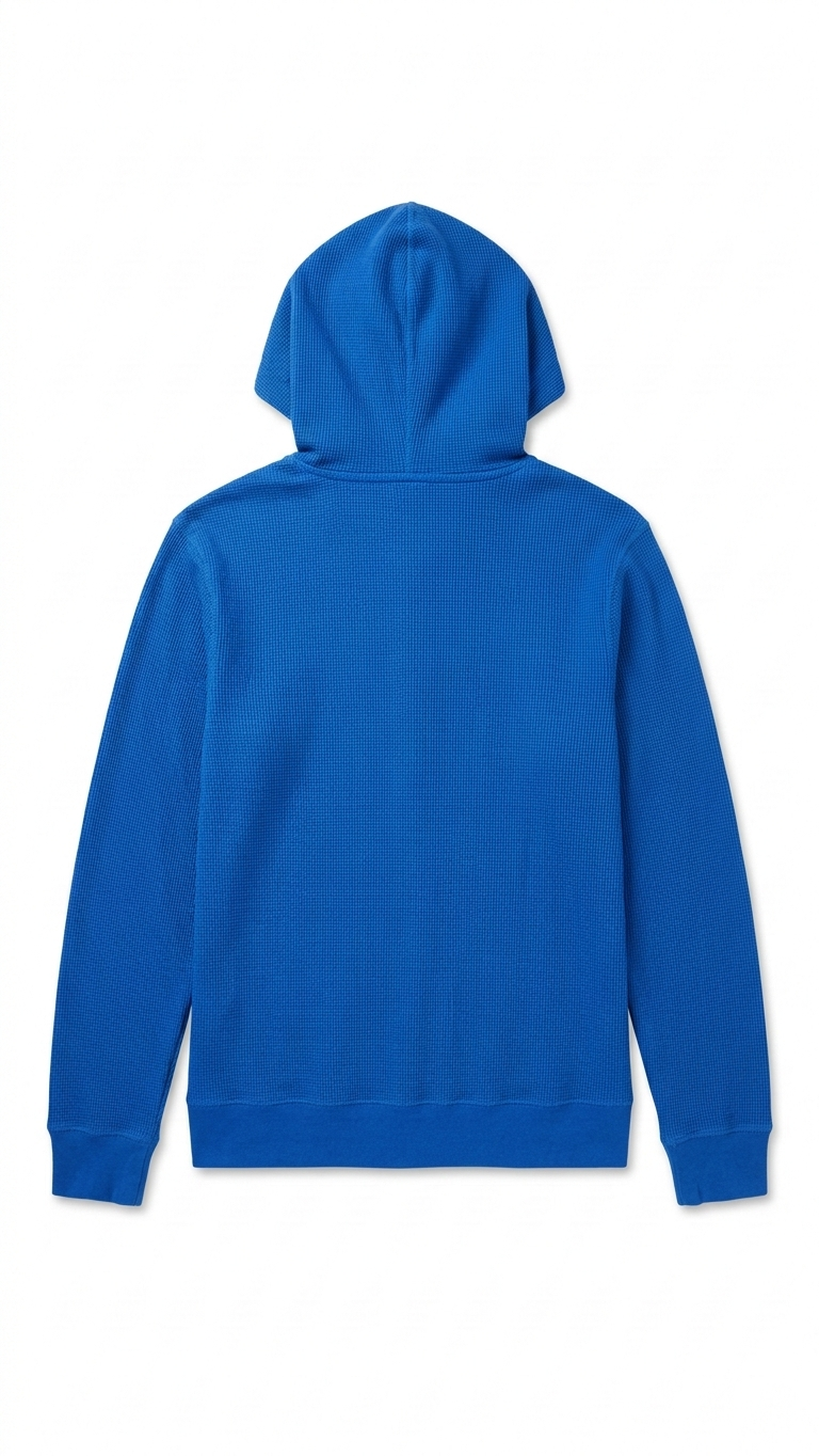 Women's XL Blue Waffle Knit Zip Up Hoodie Thermal Sweatshirt CLEARANCE!