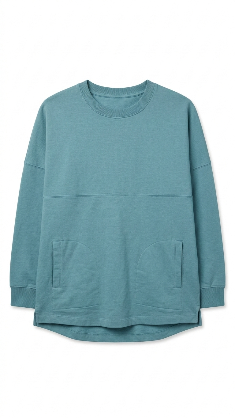 Oversized Teal 100% Cotton Spirit Jersey Style Sweatshirt - Size M - Clearance!