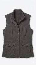 Women's Charcoal Grey Utility Vest Size M - Full Zip Snap Pockets Cinch Back