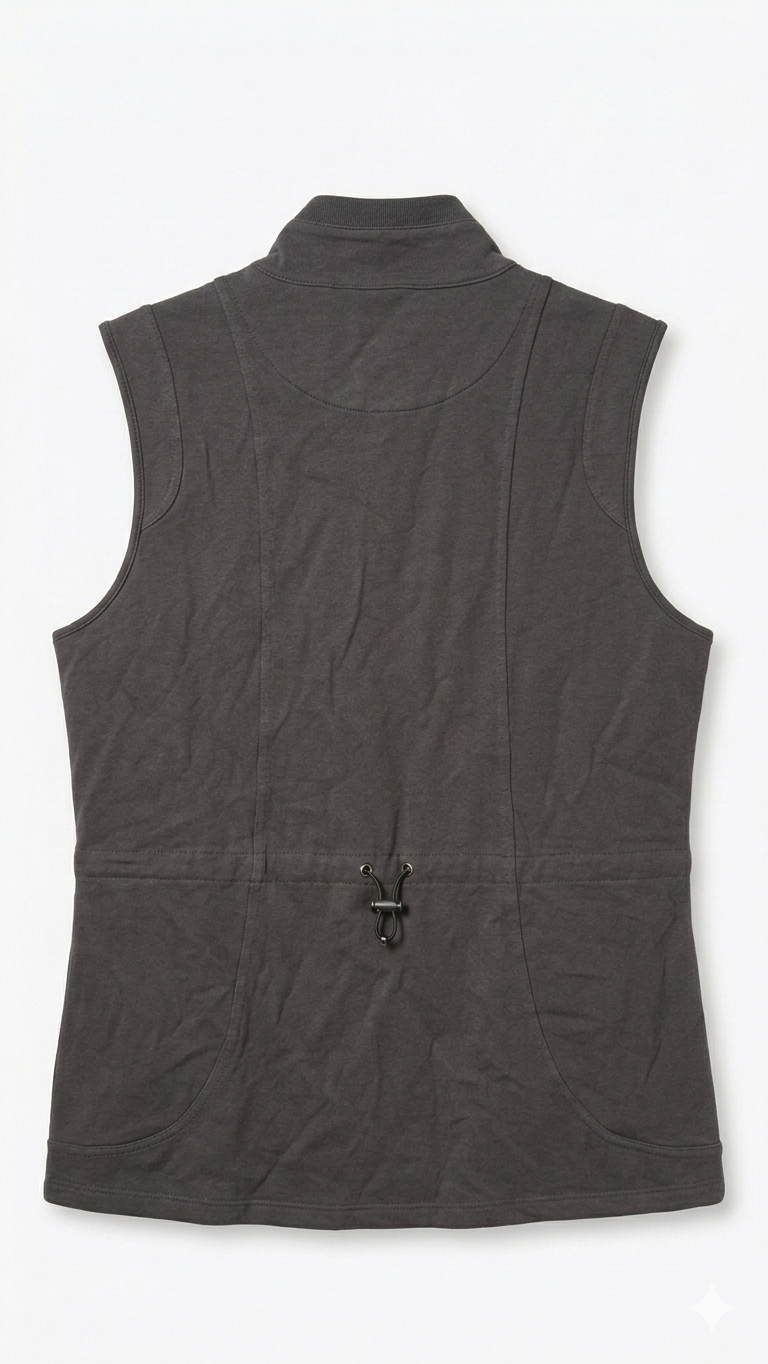 Women's Charcoal Grey Utility Vest Size M - Full Zip Snap Pockets Cinch Back