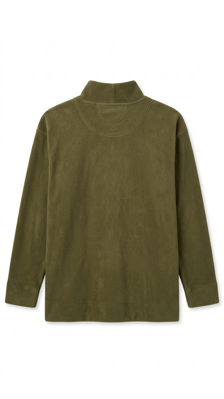 CLEARANCE! Olive Green Fleece Mock Neck Pullover - Unique Contrast Pockets
