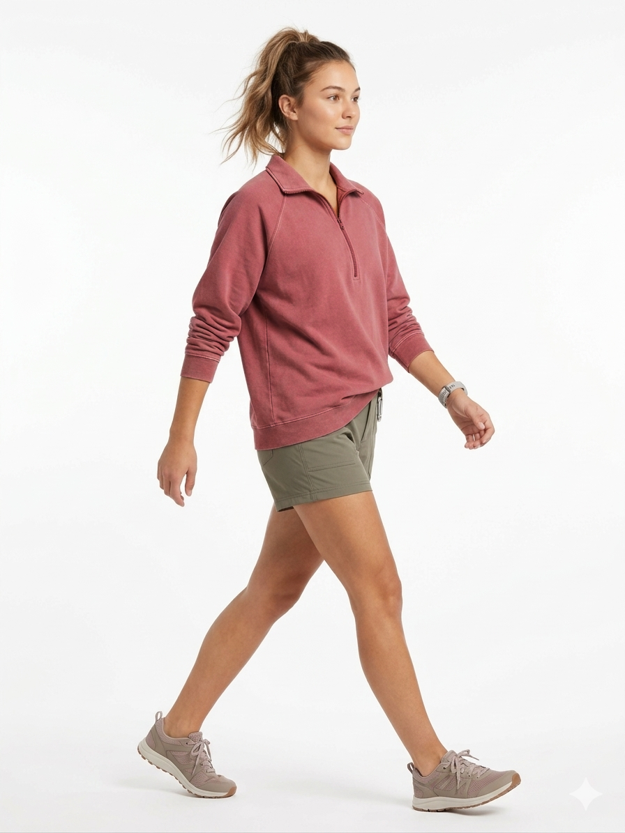 Mineral Washed Quarter-Zip Fleece Pullover - Wine