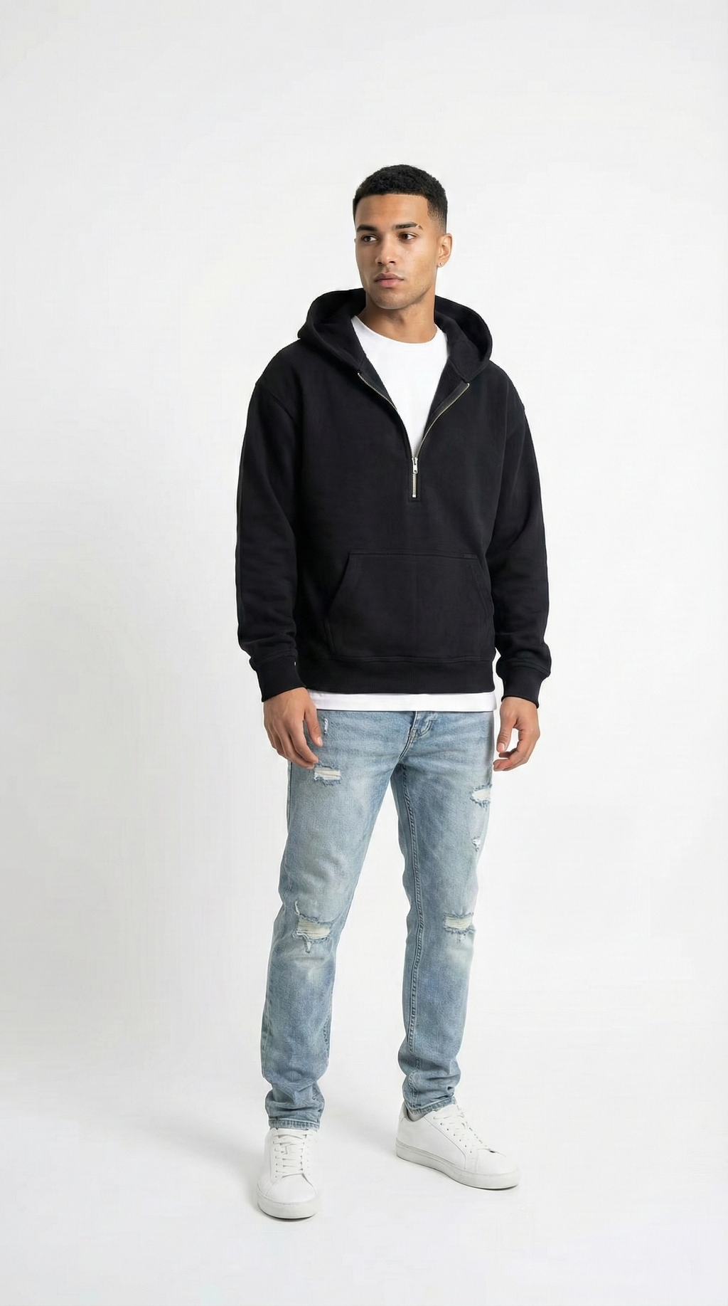Unisex The Summit Oversized Half-Zip Hoodie | Jet Black3