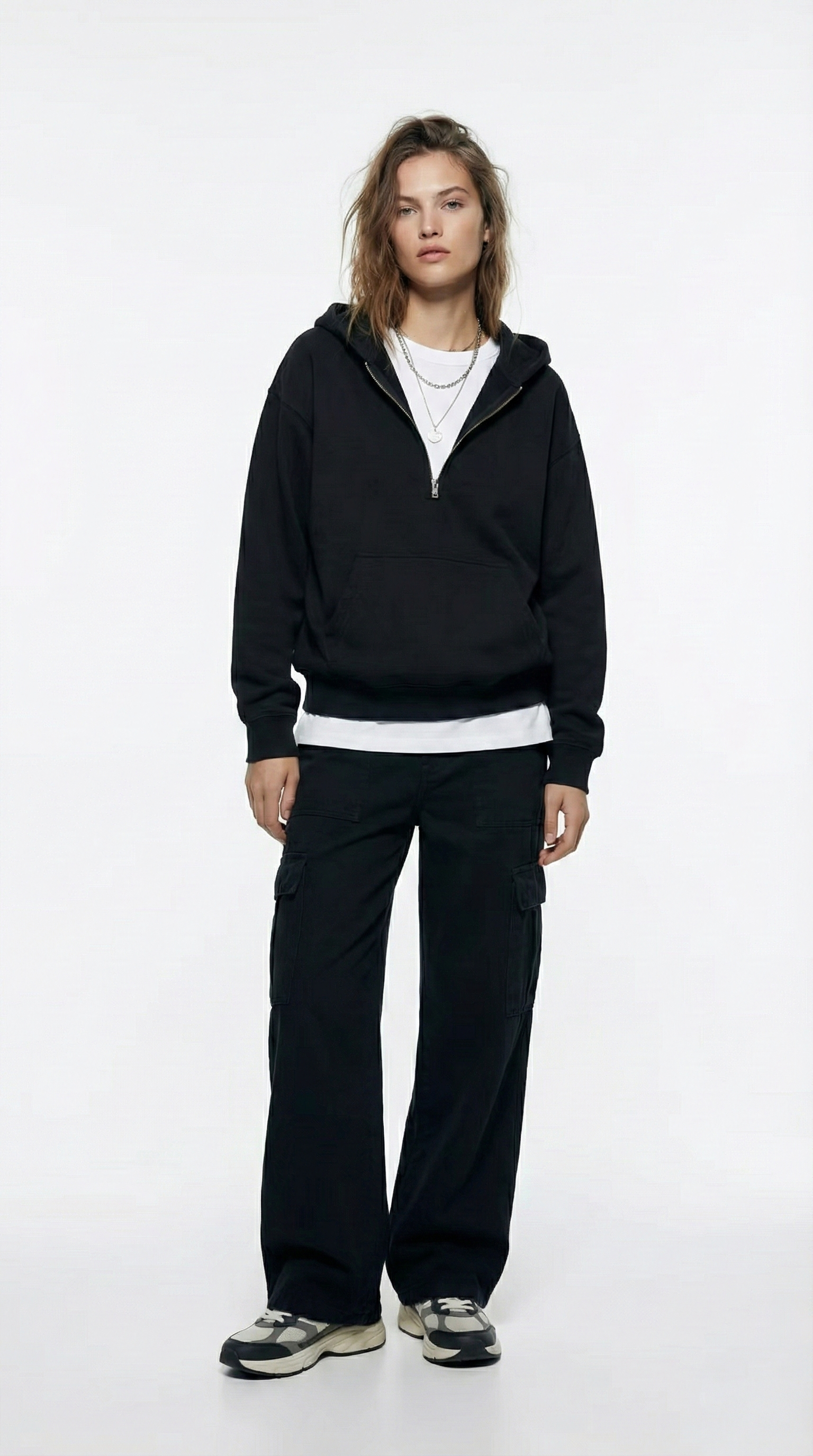 Unisex The Summit Oversized Half-Zip Hoodie | Jet Black4