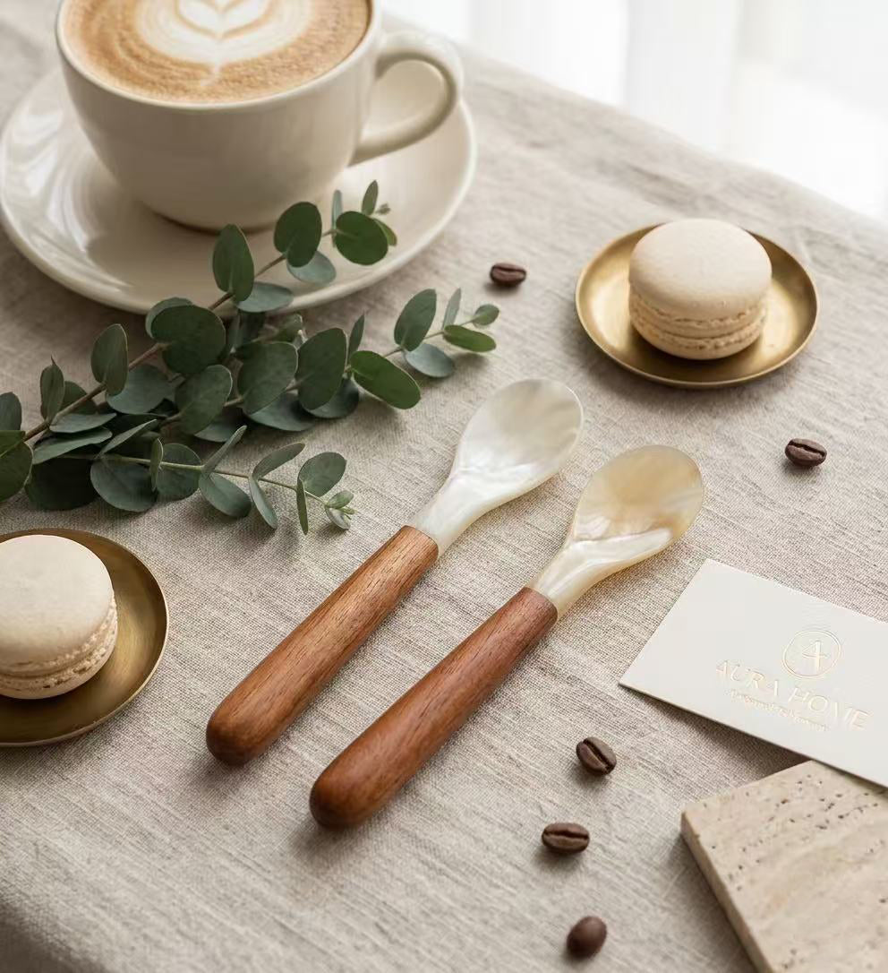 The "Daily Rituals" Mother of Pearl & Wood Spoon Set