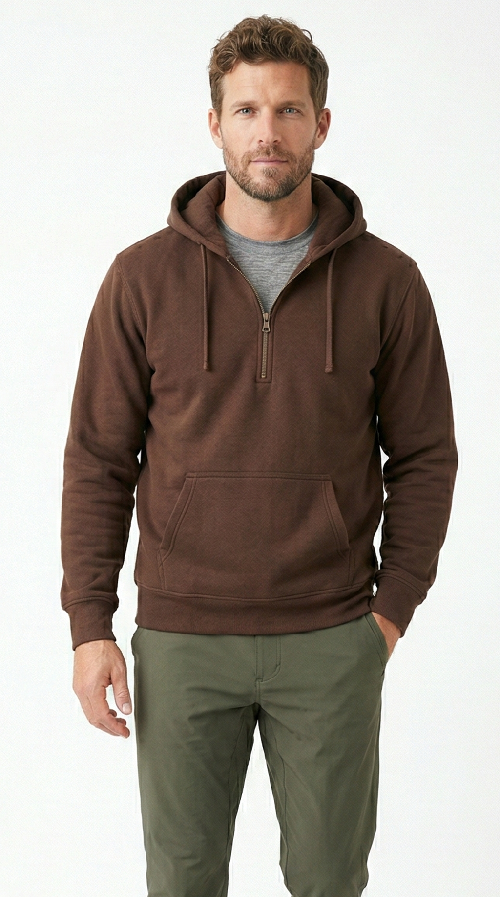 Unisex The Summit Oversized Half-Zip Hoodie | Cocoa