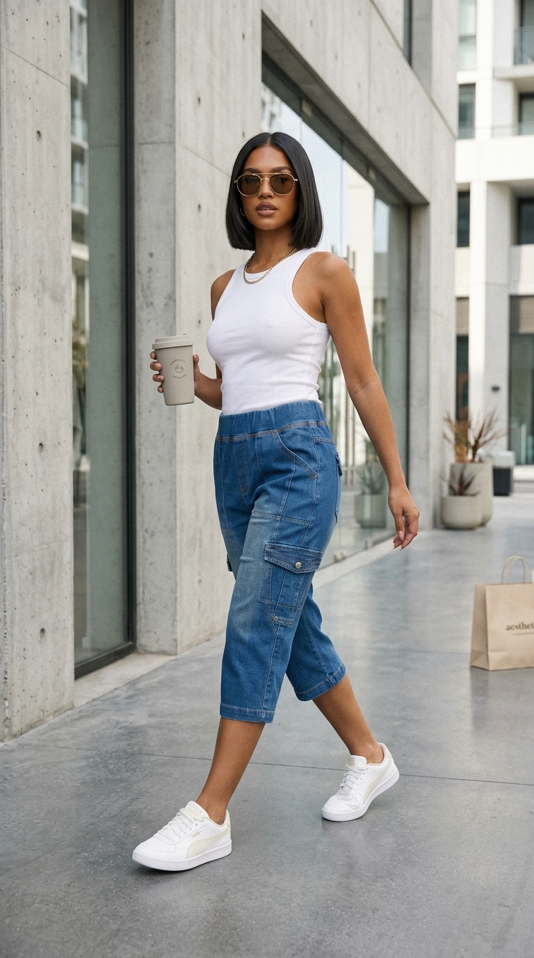 Urban Breeze Indigo Cargo Capris | Street Chic Summer Utility