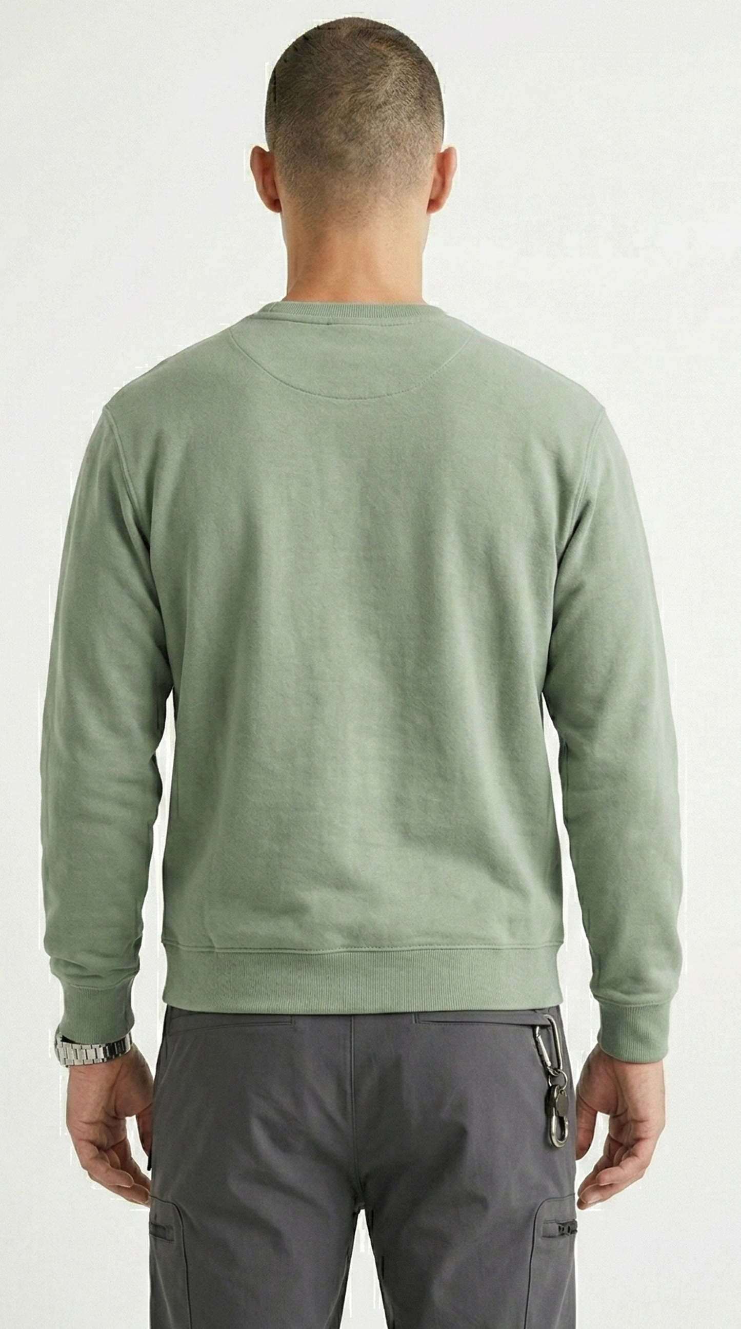 Men Essential Cotton-Blend Crewneck Sweatshirt -Sage