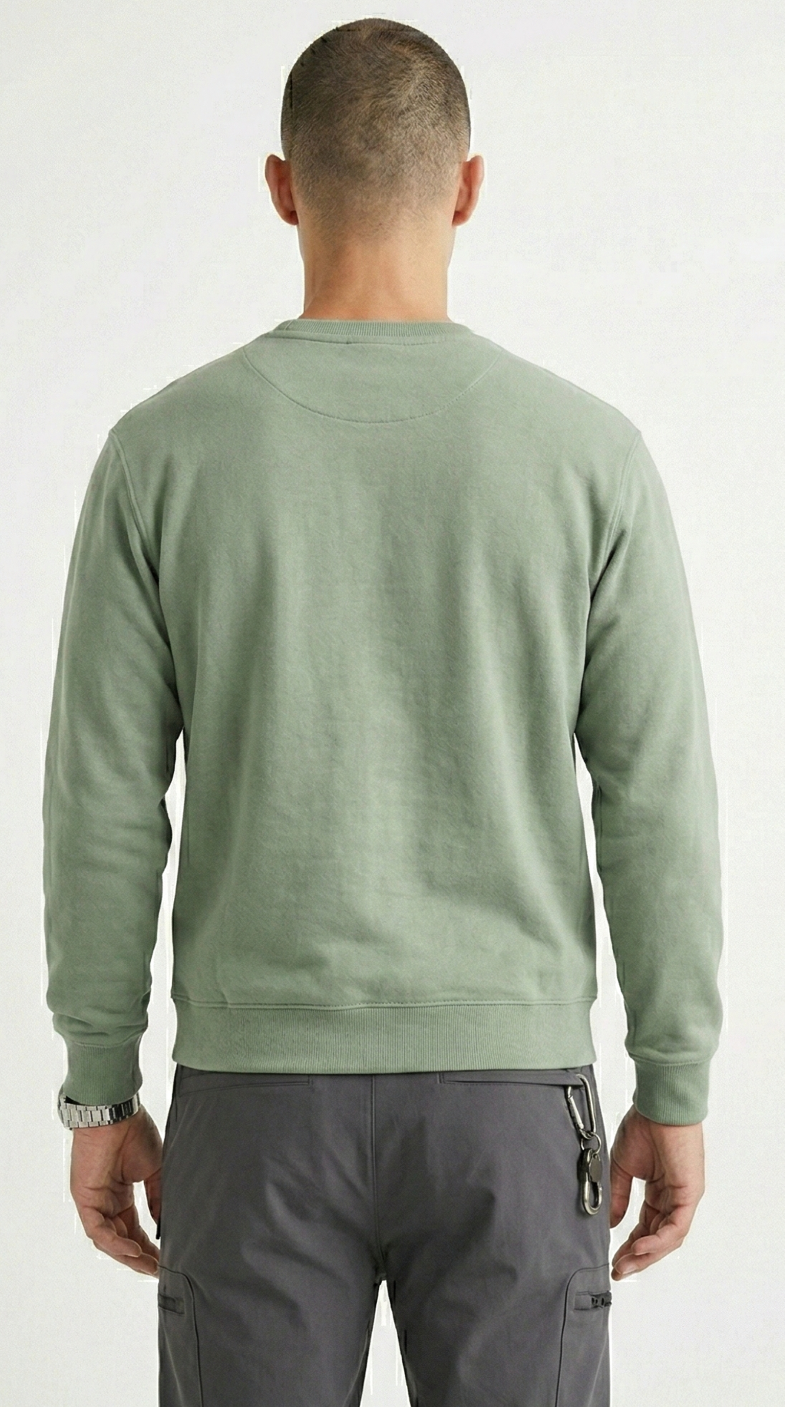 Men Essential Cotton-Blend Crewneck Sweatshirt -Sage